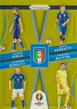 2016 Panini Prizm UEFA Euro - Country Combinations Quads Gold Prizms #8 Leonardo Bonucci / Marco Verratti / Gianluigi Buffon / Andrea Pirlo Front