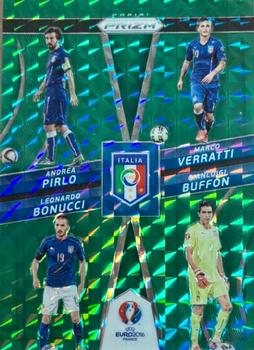 2016 Panini Prizm UEFA Euro - Country Combinations Quads Green Prizms #8 Leonardo Bonucci / Marco Verratti / Gianluigi Buffon / Andrea Pirlo Front