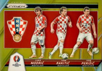 2016 Panini Prizm UEFA Euro - Country Combinations Triples Gold Prizms #18 Luka Modric / Ivan Rakitic / Ivan Perisic Front