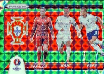 2016 Panini Prizm UEFA Euro - Country Combinations Triples Green Prizms #10 Cristiano Ronaldo / Nani / Pepe Front