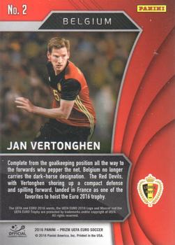 2016 Panini Prizm UEFA Euro - Defenders of the Flag #2 Jan Vertonghen Back