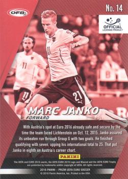 2016 Panini Prizm UEFA Euro - Forward Thinkers #14 Marc Janko Back