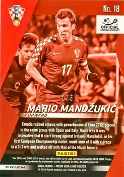 2016 Panini Prizm UEFA Euro - Forward Thinkers Green Prizms #18 Mario Mandzukic Back