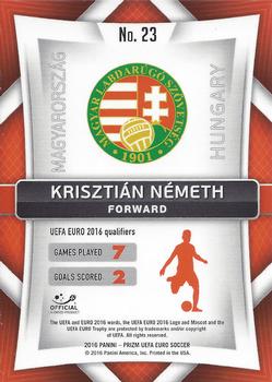2016 Panini Prizm UEFA Euro - Scoring Leaders #23 Krisztian Nemeth Back