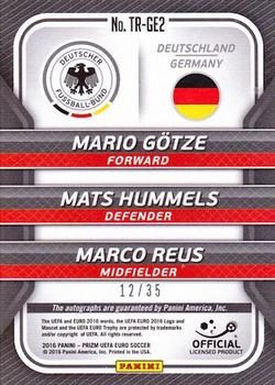 2016 Panini Prizm UEFA Euro - Triple Signatures #TR-GE2 Marco Reus / Mario Gotze / Mats Hummels Back