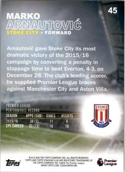 2016 Stadium Club Premier League #45 Marko Arnautovic Back