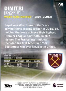 2016 Stadium Club Premier League #95 Dimitri Payet Back