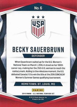 2016 Panini U.S. National Team #6 Becky Sauerbrunn Back
