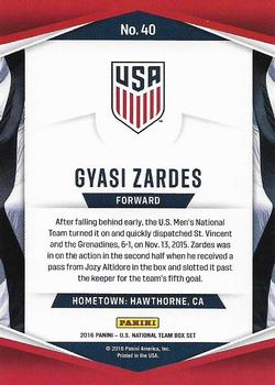2016 Panini U.S. National Team #40 Gyasi Zardes Back