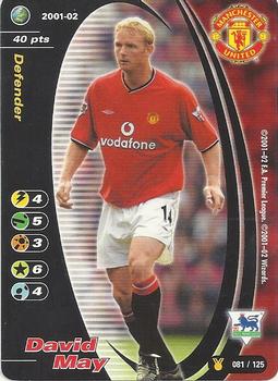 2001 Wizards Football Champions Premier League 2001-2002 Update #81 David May Front