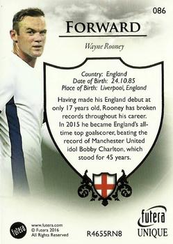 2016 Futera Unique World Football #86 Wayne Rooney Back