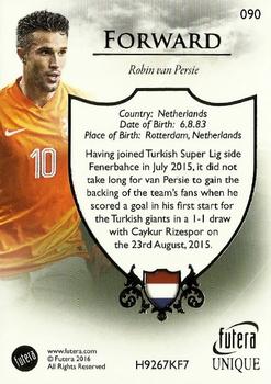 2016 Futera Unique World Football #90 Robin van Persie Back