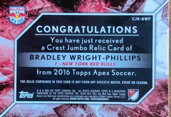 2016 Topps Apex MLS - Crest Jumbo Relics #CJR-BWP Bradley Wright-Phillips Back