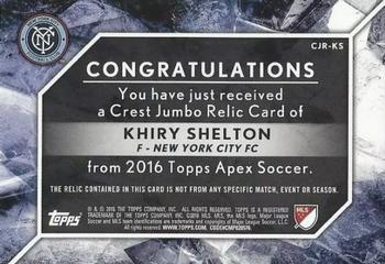 2016 Topps Apex MLS - Crest Jumbo Relics Red Collar #CJR-KS Khiry Shelton Back