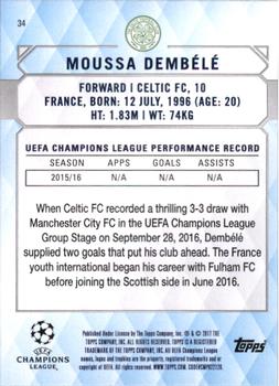 2017 Topps UEFA Champions League Showcase #34 Moussa Dembele Back