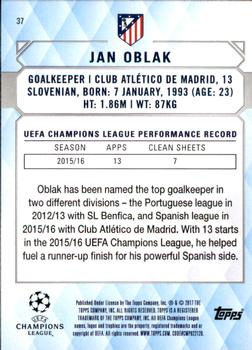 2017 Topps UEFA Champions League Showcase #37 Jan Oblak Back