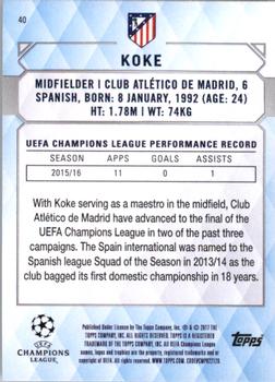 2017 Topps UEFA Champions League Showcase #40 Koke Back