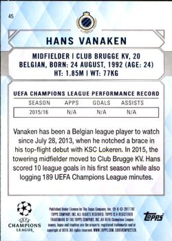 2017 Topps UEFA Champions League Showcase #45 Hans Vanaken Back