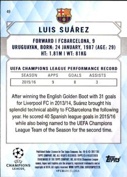2017 Topps UEFA Champions League Showcase #49 Luis Suárez Back