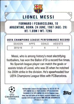 2017 Topps UEFA Champions League Showcase #50 Lionel Messi Back
