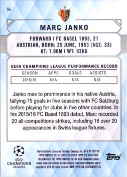 2017 Topps UEFA Champions League Showcase #56 Marc Janko Back