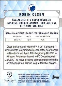 2017 Topps UEFA Champions League Showcase #72 Robin Olsen Back