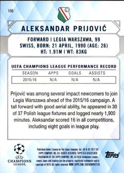2017 Topps UEFA Champions League Showcase #108 Aleksandar Prijovic Back