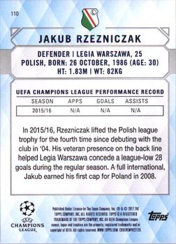 2017 Topps UEFA Champions League Showcase #110 Jakub Rzezniczak Back