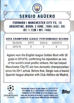 2017 Topps UEFA Champions League Showcase #126 Sergio Agüero Back