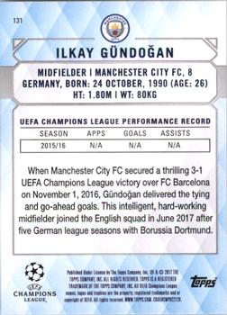 2017 Topps UEFA Champions League Showcase #131 Ilkay Gundogan Back