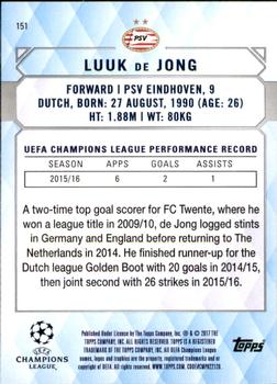2017 Topps UEFA Champions League Showcase #151 Luuk de Jong Back