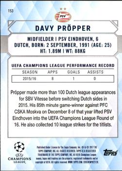 2017 Topps UEFA Champions League Showcase #153 Davy Pröpper Back