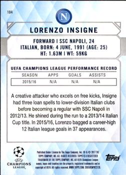 2017 Topps UEFA Champions League Showcase #184 Lorenzo Insigne Back