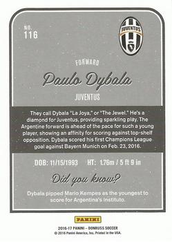 2016-17 Donruss - Gold #116 Paulo Dybala Back