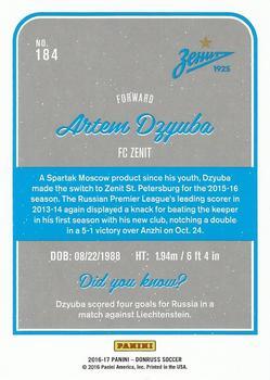 2016-17 Donruss - Gold #184 Artem Dzyuba Back