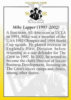 2005 Columbus Crew 1995-2005 Tenth Anniversary #NNO Mike Lapper Back