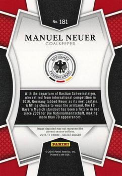 2016-17 Panini Select #181 Manuel Neuer Back