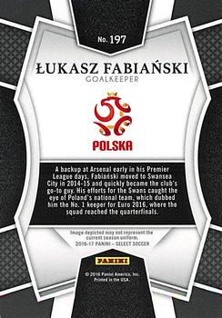 2016-17 Panini Select #197 Lukasz Fabianski Back