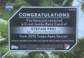 2016 Topps Apex MLS - Crest Jumbo Relics Printing Plates Cyan #CJR-SF Stefan Frei Back