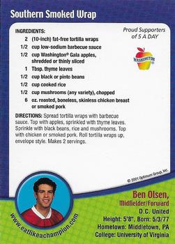2001 Safeway Eat Like a Champion  #NNO Ben Olsen Back