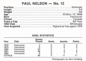 1983 7-Eleven Vancouver Whitecaps #12 Paul Nelson Back