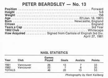 1983 7-Eleven Vancouver Whitecaps #13 Peter Beardsley Back