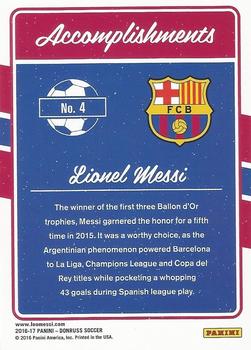 2016-17 Donruss - Accomplishments #4 Lionel Messi Back