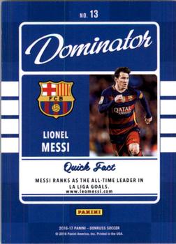 2016-17 Donruss - Dominators #13 Lionel Messi Back