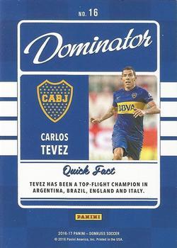 2016-17 Donruss - Dominators Canvas #16 Carlos Tevez Back