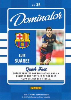 2016-17 Donruss - Dominators Canvas #35 Luis Suarez Back
