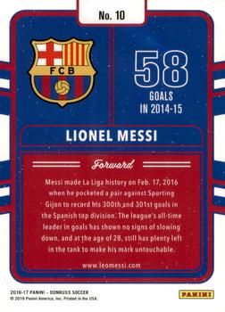 2016-17 Donruss - Production Line #10 Lionel Messi Back