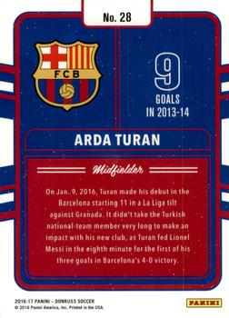 2016-17 Donruss - Production Line #28 Arda Turan Back