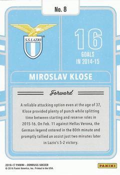 2016-17 Donruss - Production Line Canvas #8 Miroslav Klose Back