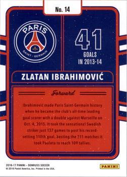 2016-17 Donruss - Production Line Gold #14 Zlatan Ibrahimovic Back